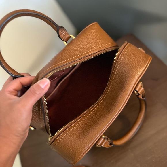 Tory Burch Blake Barrel Satchel, Brown Leather - Picture 3 of 3